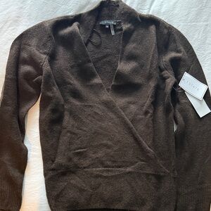 1 State Women's Deep Brown V-Neck Sweater